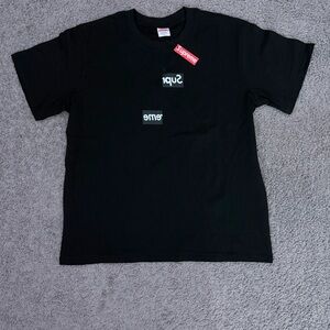 Supreme Black Tee with Dual Logo